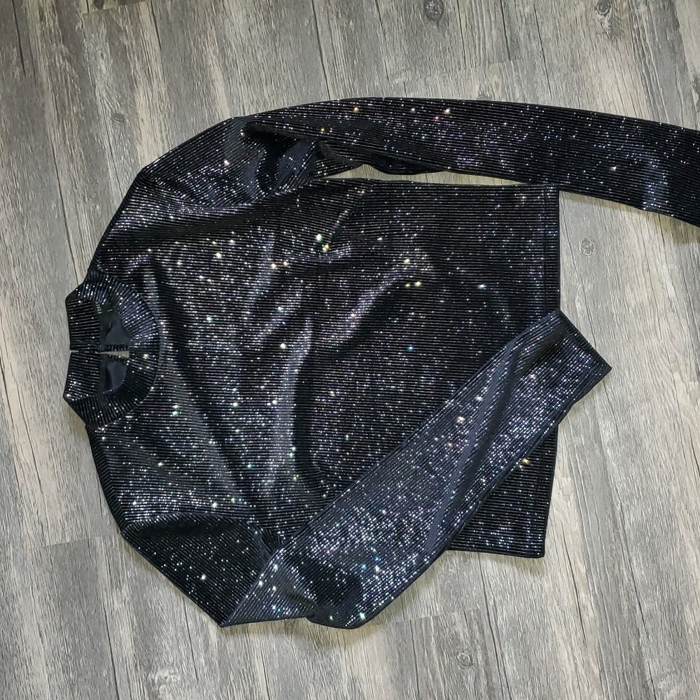 Black glitter top